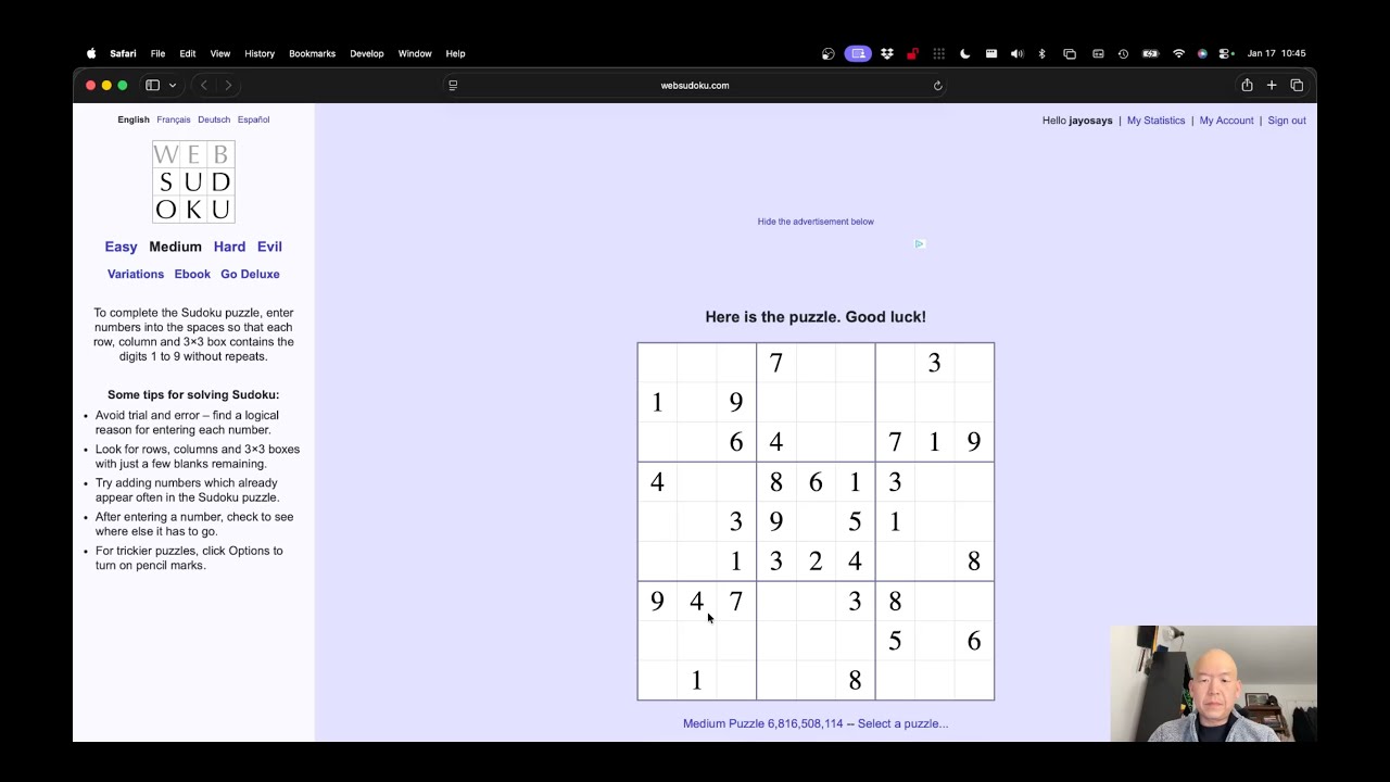 Daily Sudoku Challenge 2026-01-17