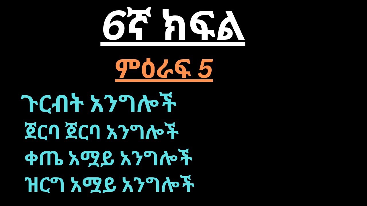 6ኛ ክፍል ሒሳብ ትምህርት|ምዕራፍ 5|አንግሎች|ጉርብት አንግሎች|ጀርባ ጀርባ አንግሎች|ቀጤ አሟይ አንግሎች|ዝርግ አሟይ አንግሎች|Maths Grade 6
