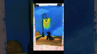 The Night Knows His Story 🌌🐾#PuppyDrawing #NightArt #AestheticDrawing#ArtShorts #SoftPastel#ytshorts