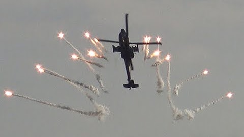 4K | Spectacular Flares Show APACHE AH 64 at Sanicole Airshow 2015