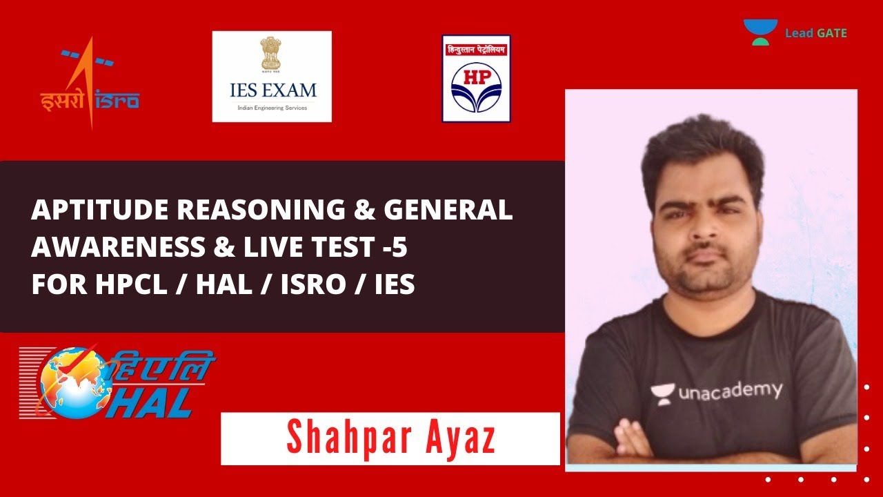 APTITUDE REASONING & GENERAL AWARENESS | LIVE TEST - 5 | FOR HPCL | HAL 2021 | ISRO | Shahpar Ayaz