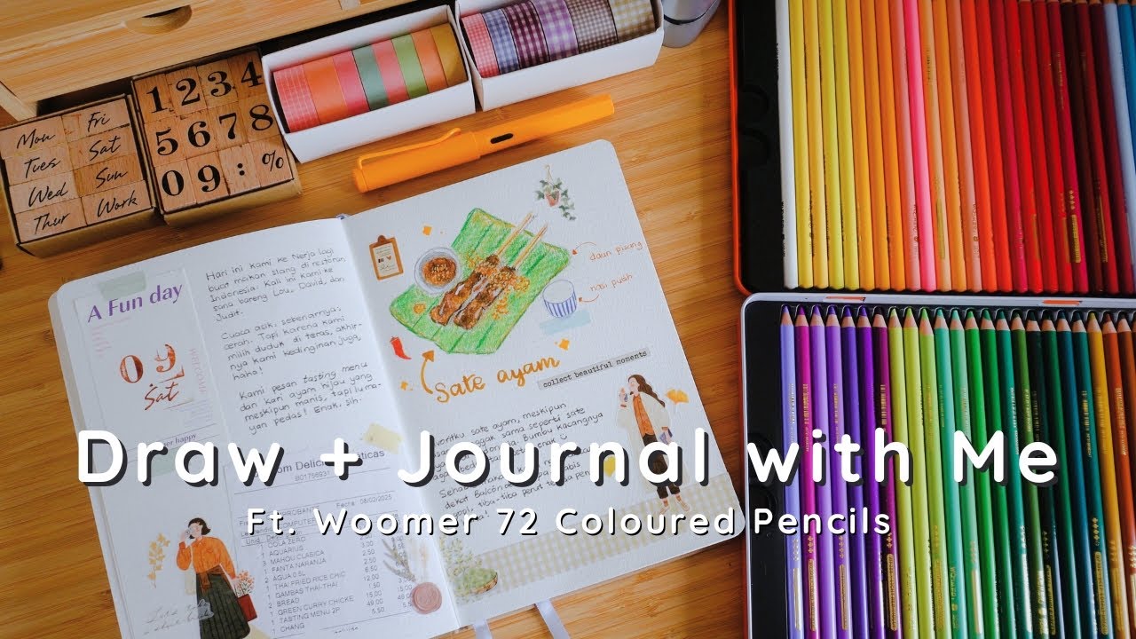 Рисуем + ведем дневник вместе со мной | Ft. Woomer 72 цветных карандаша