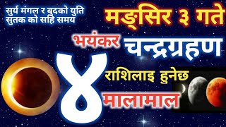 chandra grahan | मङ्सिर ३ गते भयङ्कर चन्द्रग्रहण | कुन-कुन राशि मालामाल र संकटमा  moon eclipse 2021