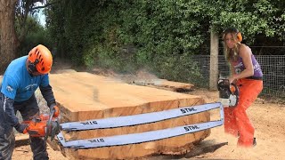 Dangerous Fastest Techniques Chainsaw &amp; Wood Sawmill Cutting Machine, Extreme Logging Truck Climbing