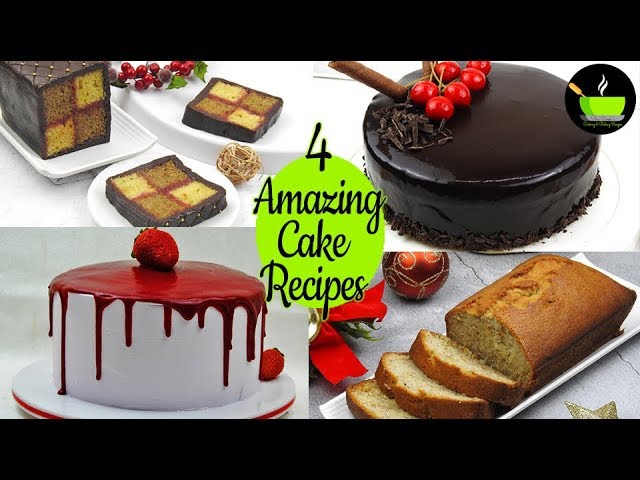 4 Amazing Cake Recipes | Easy Cake Recipes For Beginners | Simple Cake Recipes | Chocolate Cake | She Cooks