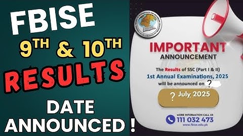 FBISE SSC 9th & 10th Class Results 2025 ✅ Final Date Announced | Official Federal Board Update!