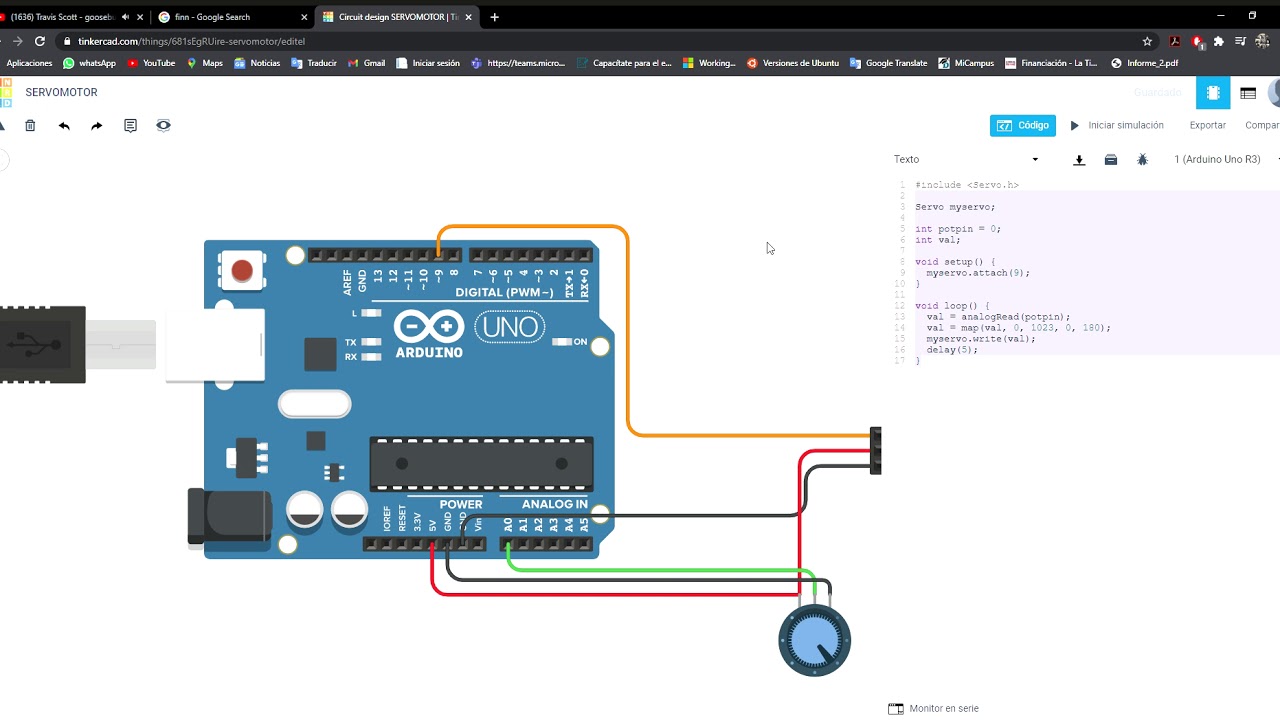 SERVOMOTOR Tinkercad - YouTube