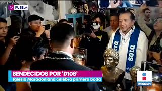 Pareja de Cholula contrae matrimonio en Iglesia Maradoniana en México | Noticias con Yuriria Sierra