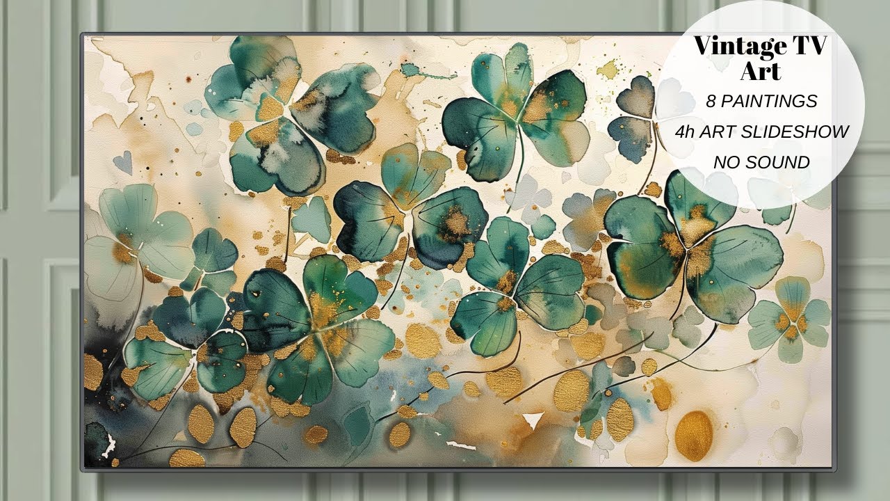 St Patrick's Day Shamrocks  Art For Your TV | Vintage Art Slideshow For Your TV | TV Art | 4K | 4Hrs