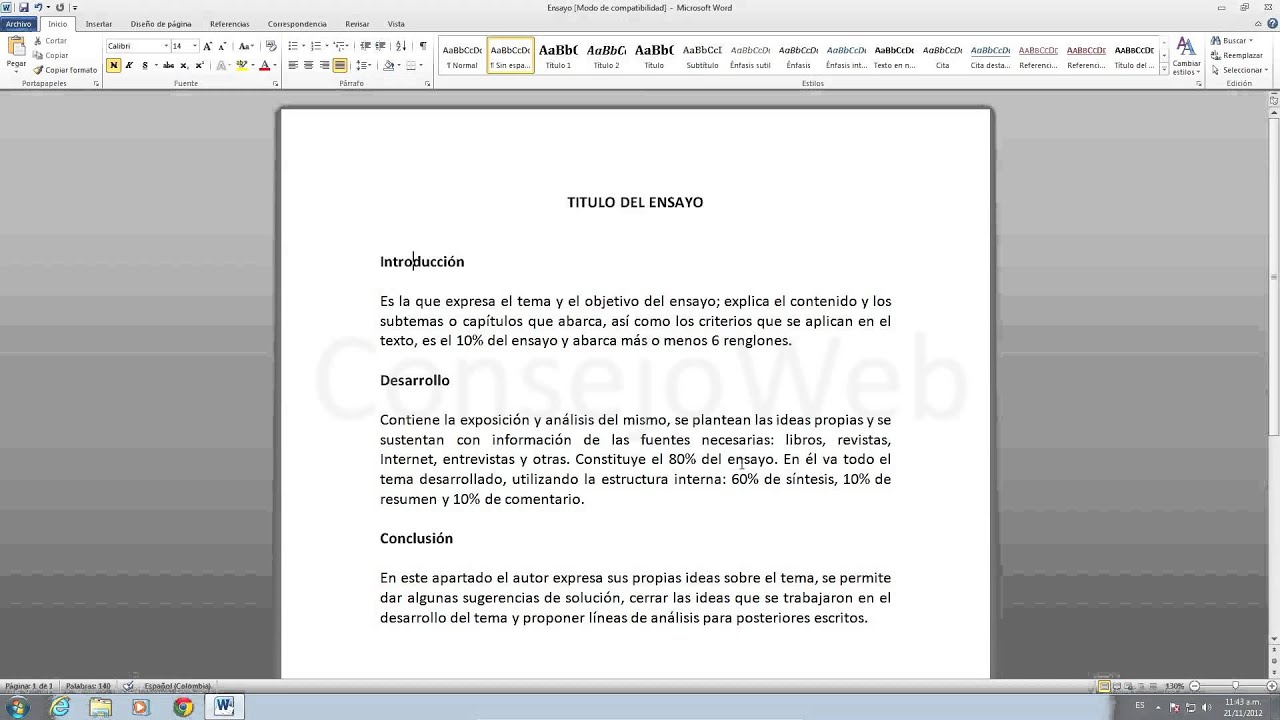 Como Hacer Un Ensayo En Word 2010 Youtube