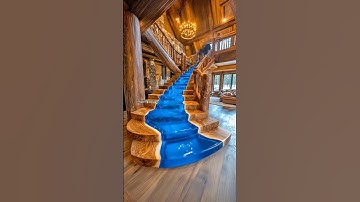Absolutely loving this epoxy river staircase! 😱 #epoxy #woodworking #interiordesign #rustic