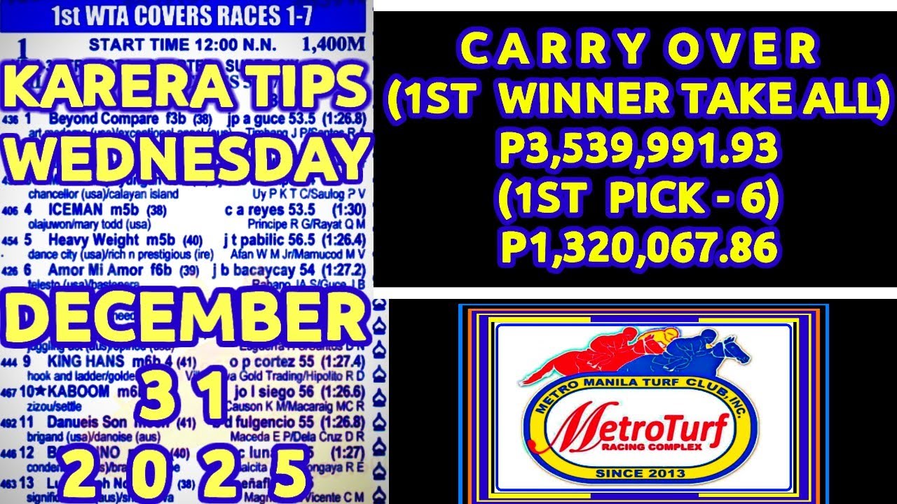 CARRY OVER SA METRO TURF - DEC.31,2025 / KARERA TIPS WEDNESDAY 