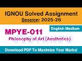 IGNOU MPYE 011 Solved Assignment 2025-26 Pdf Download | IGNOU MAPY Solved Assignment 2025-26