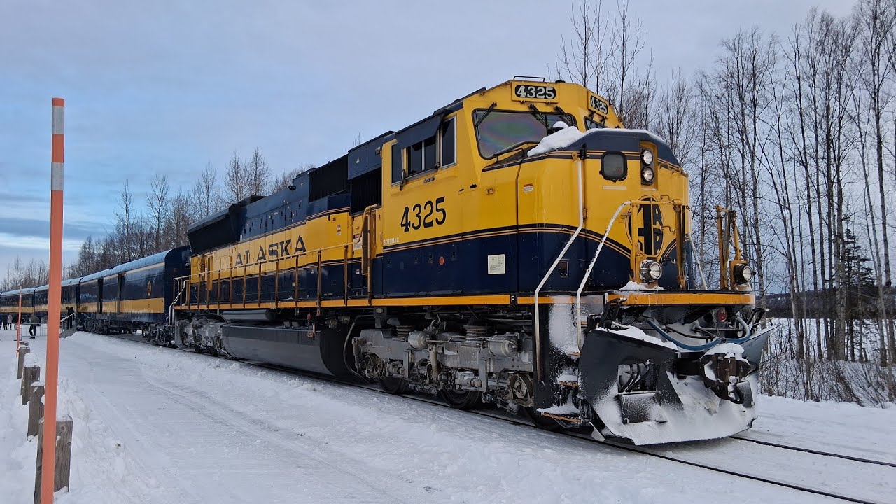 Northbound AuRoRa at Talkeetna, January 31, 2026. Plus, Historic Baggage Car 58.