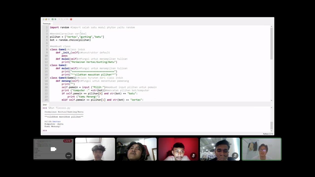 Program python rock paper scissor - YouTube