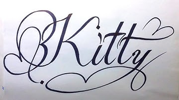 Kitty Name Signature Calligraphy Status | How to Cursive write with cut Marker #kitty @Kitty