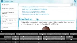 Demo of Cold and Flu app on Android Tablet screenshot 1