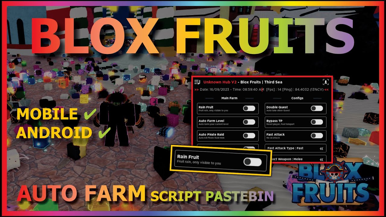 Roblox Scripts Blox Fruit Mobile No Key Fruit Rain & Auto Farm