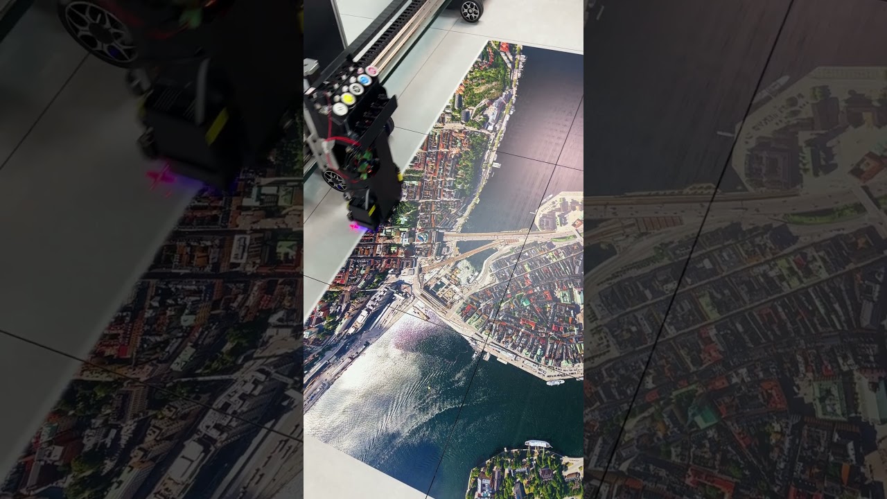 We Printed An Aerial Photo of Stockholm on The Tile floor #inkjet #stockholm #sweden