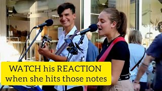 WATCH his REACTION when she hits the HIGH notes | Unchained Melody - Elvis | Allie Sherlock cover Resimi