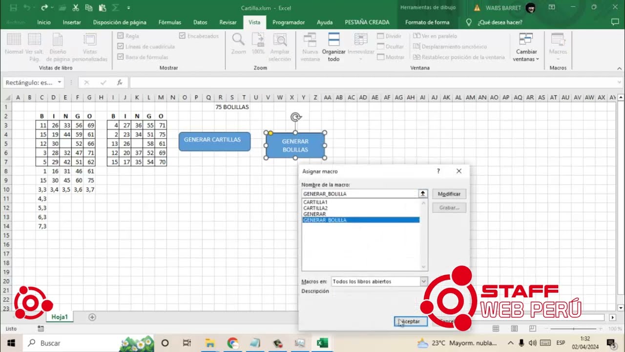 Como hacer una cartilla de bingo en excel