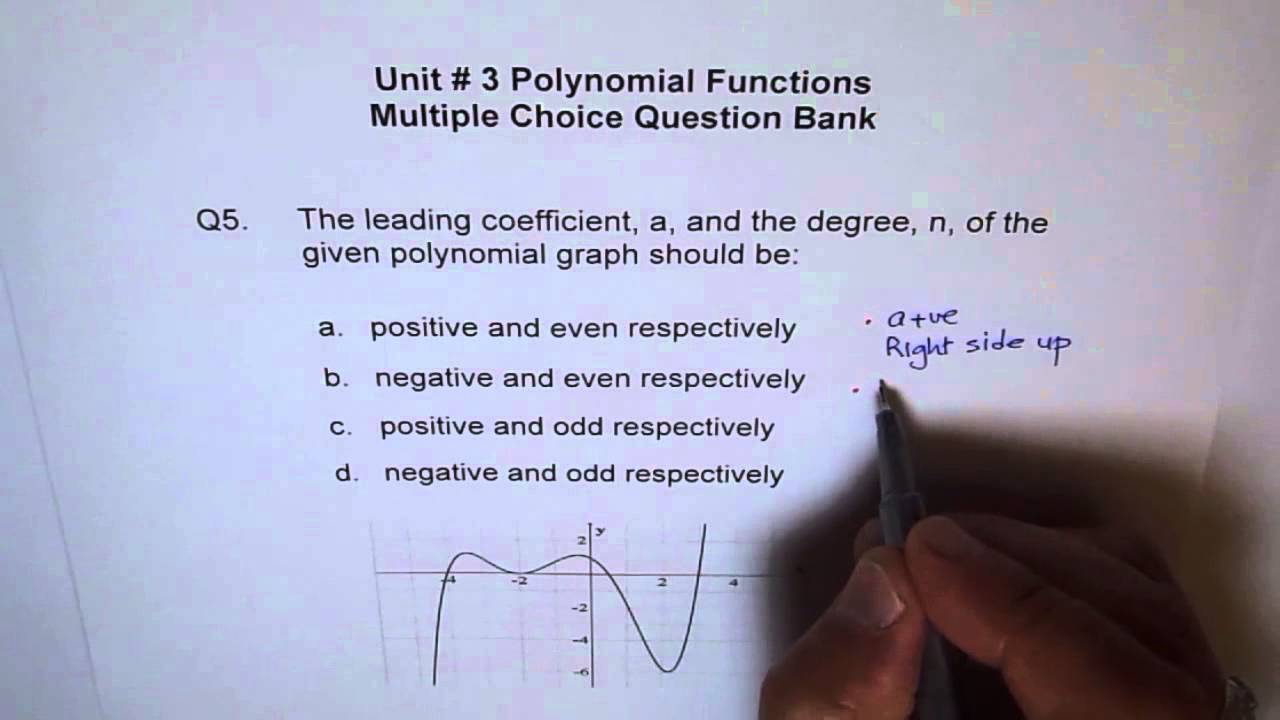 Polynomial Leading Coefficient Degree End Behaviour Q5
