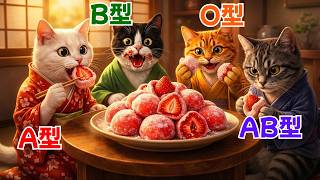 【癒やし】AI猫たちの「早春の梅見」🌸🍡 旬のいちご大福と性格の違い【こむぎの猫】