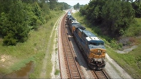 CSX Intermodal Container Train View From On Top Of A Bridge