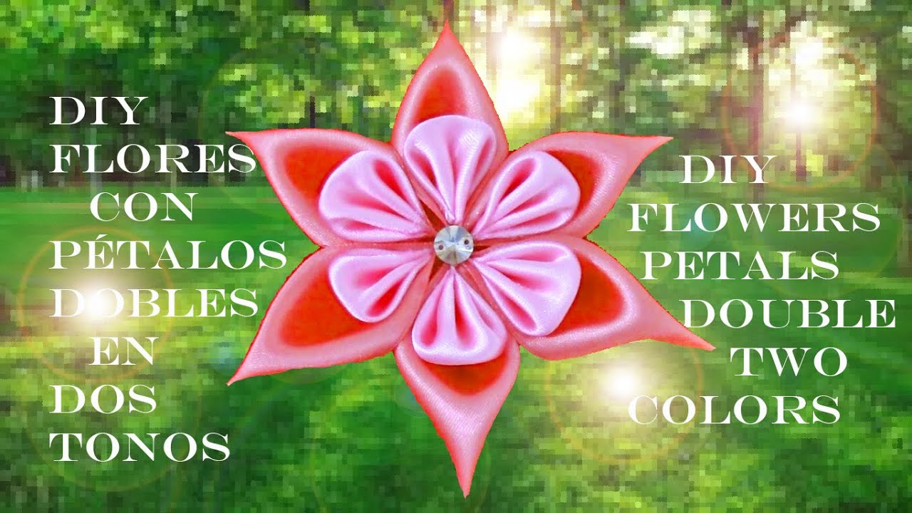 DIY flores con pétalos dobles en dos tonos flower petals double two colors