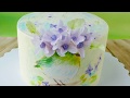 Акварельная роспись на торте. Вафельные цветы. Рисунок на креме