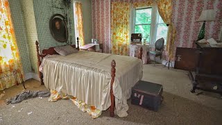 Exploring an Abandoned Mansion eerily left behind  1970s Decor & Pristine Woodwork