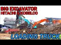 beko besar kobelco sk 200 dan hitachi zx 210 excavator muat tankos ke dumptruk