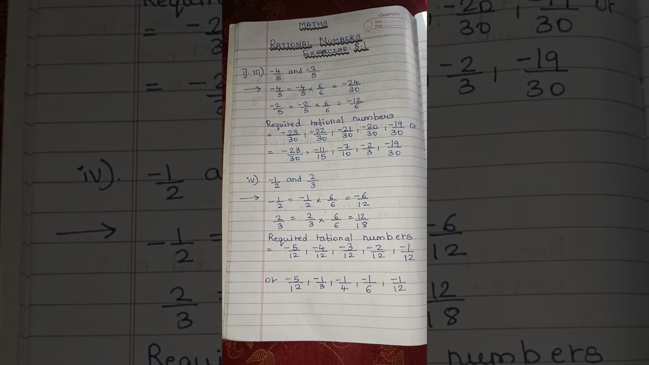 Mathematics: Rational Numbers ( Ex.8.1- Q.1 iii,iv)