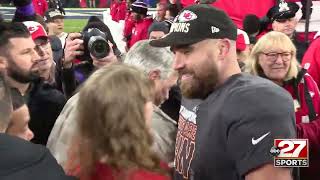 Taylor Swift and Travis Kelce celebrate after Chiefs defeat Ravens