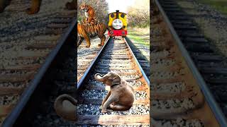 20 September 2022, Baby Elephant, Baby Dog & Baby Tiger Crying on train truck। Funny vfx