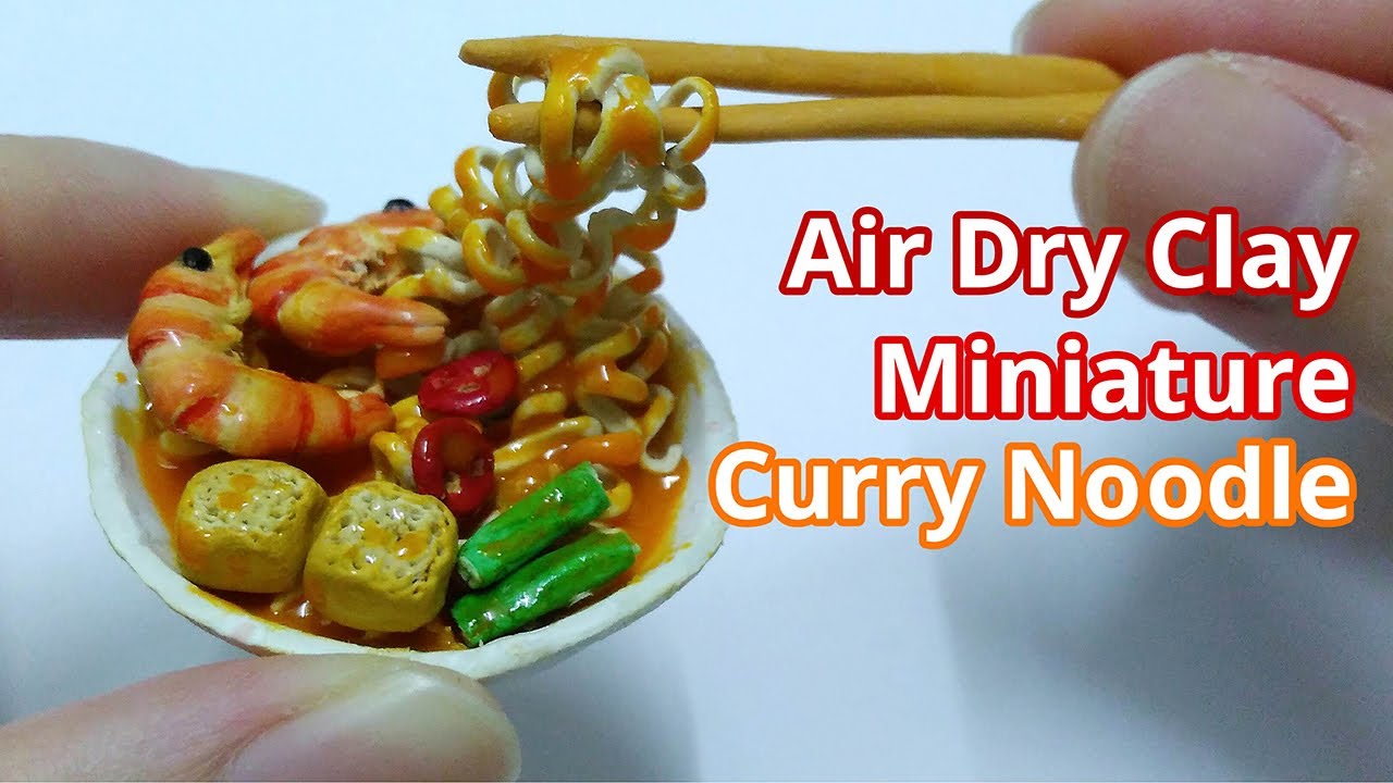 DIY Miniature Curry Noodle | Air Dry Clay/ Polymer Clay