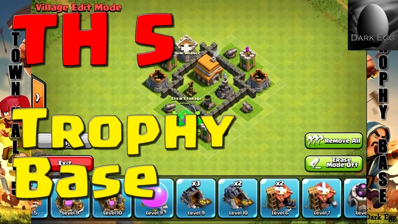 clash of clans town hall 5 trophy base youtube