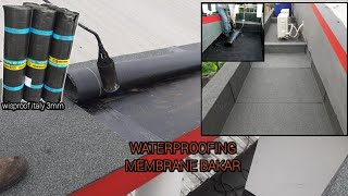 Pemasangan waterproofing membrane bakar area talang dak Pemasangan waterproofing membrane bakar area talang dak