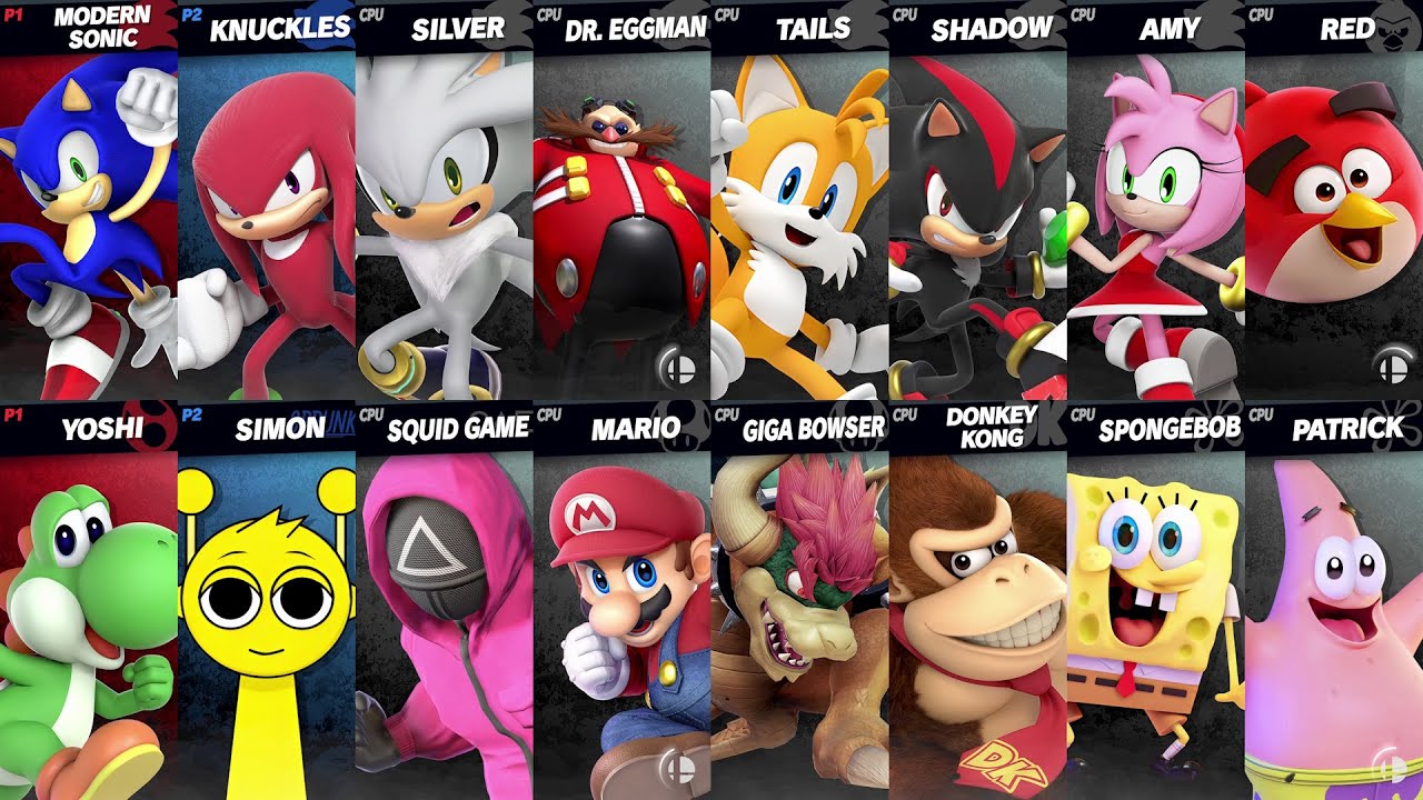 Modern Sonic vs Shadow vs Knuckles vs Tails | Mario vs Giga Bowser in ...