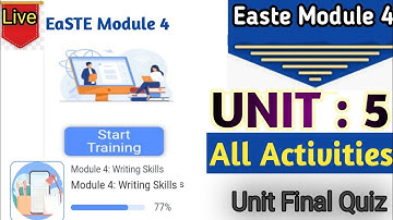 Module 4 | Unit 5 | EaSTE QAED App | Quiz Answers | @Teacher_Trainings