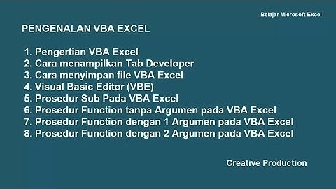 Belajar VBA Excel 1 : Pengenalan VBA Excel