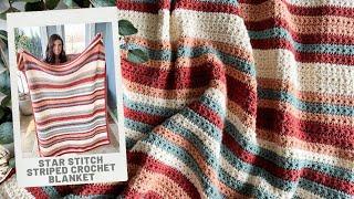 Striped Star Stitch Crochet Blanket - Crochet the Star Stitch - Modern Home Free Crochet Pattern