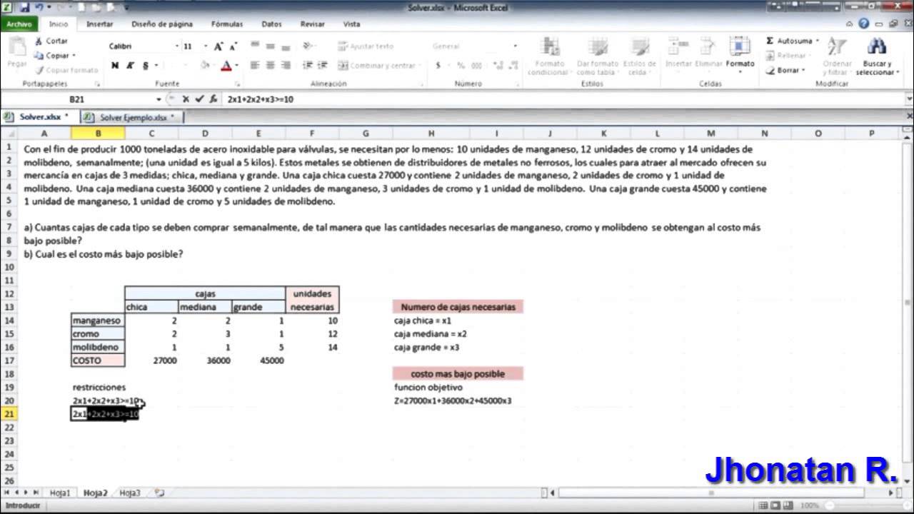 Excel 2010 Solver Tutorial Pdf | tutorial solver en excel 2010 ejemplo practico by jr doovi Excel 2010 Solver Tutorial Pdf | tutorial solver en excel 2010 ejemplo practico by jr doovi