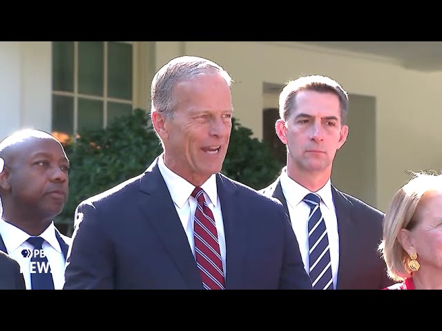 WATCH: Democrats must 'open up the government' before negotiating budget, Thune says at White House