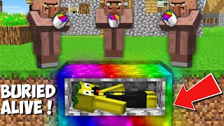 Why did THESE VILLAGERS BURIED ME ALIVE UNDER RAINBOW LIQUID in Minecraft ? HOW TO SURVIVE ?