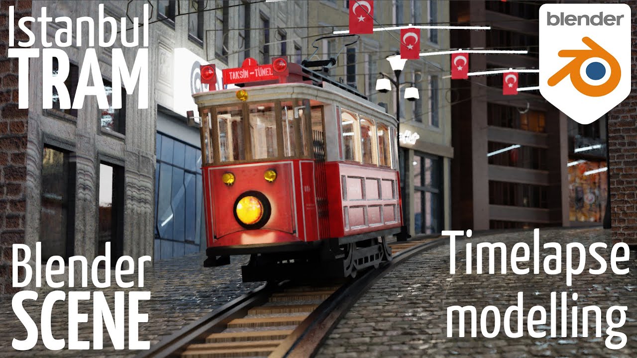 Blender tram model in timelapse "Istanbul Tram" 3D Model | Straßenbahn modellieren 