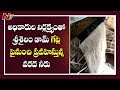 Floodwater flowing over the gates of Srisailam dam