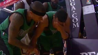 Evan Turner Eye Injury | Celtics vs Lakers | April 3, 2016 | NBA 2015-16 Season