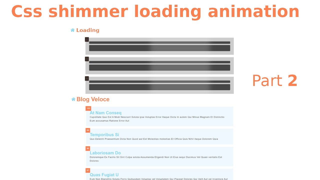 Html, css, Javascript Shimmer Skeleton Animation Part 2; - YouTube