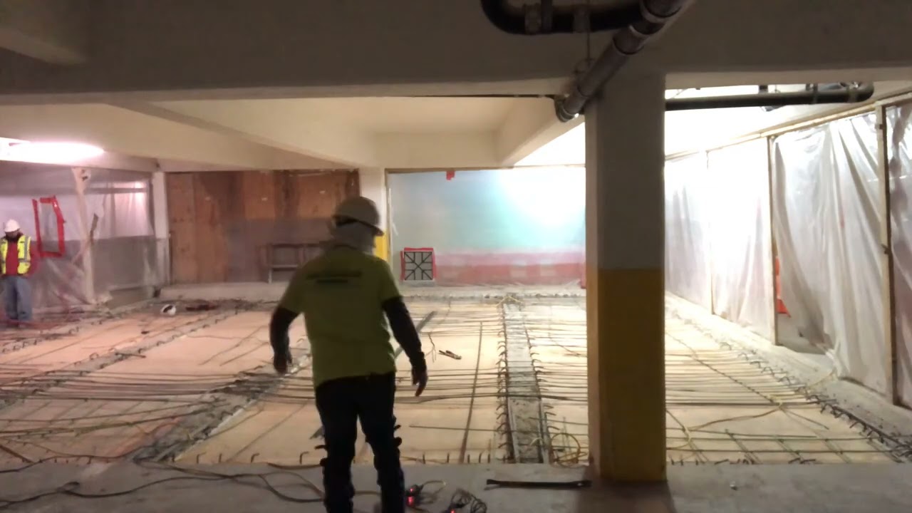 TIMELAPSE - Installing Rebar On Baltimore Parking Garage Floor Stage 1 - Detailz Corp